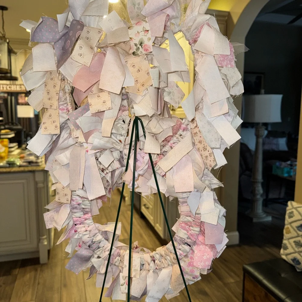 Hand Crafted Pastel Easter Wreath with Carrot Accents